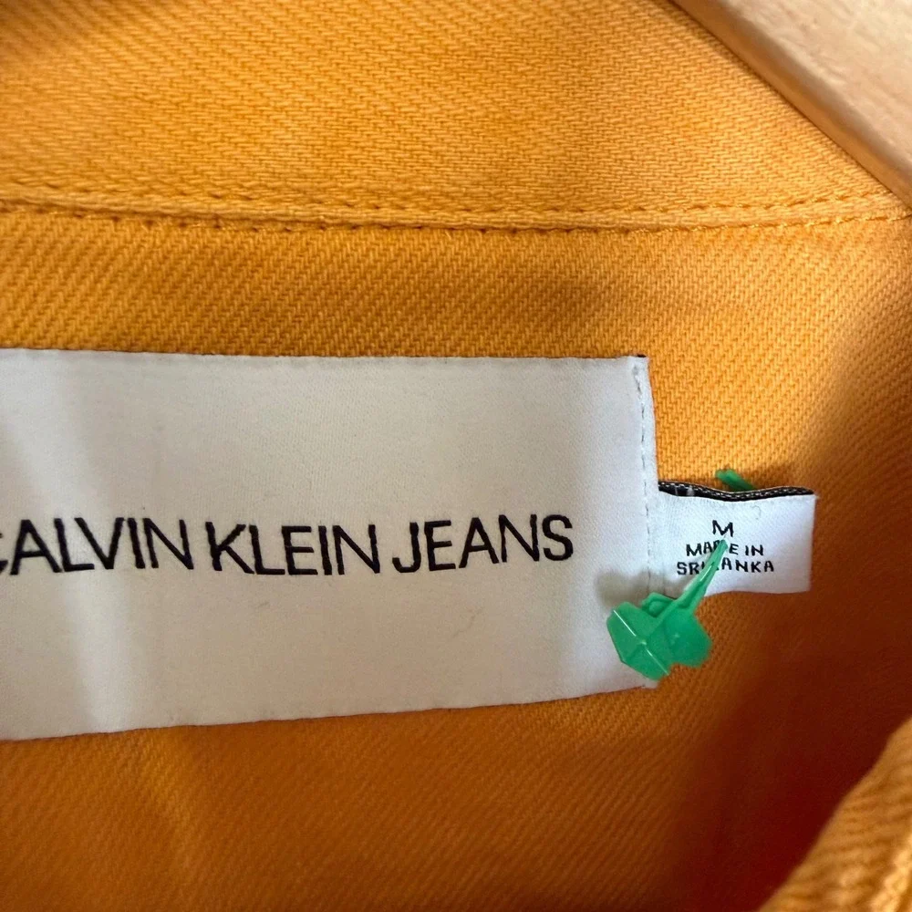 Calvin Klein Jeans Western Shirt Women Medium Yellow Excellent Snap Front Denim